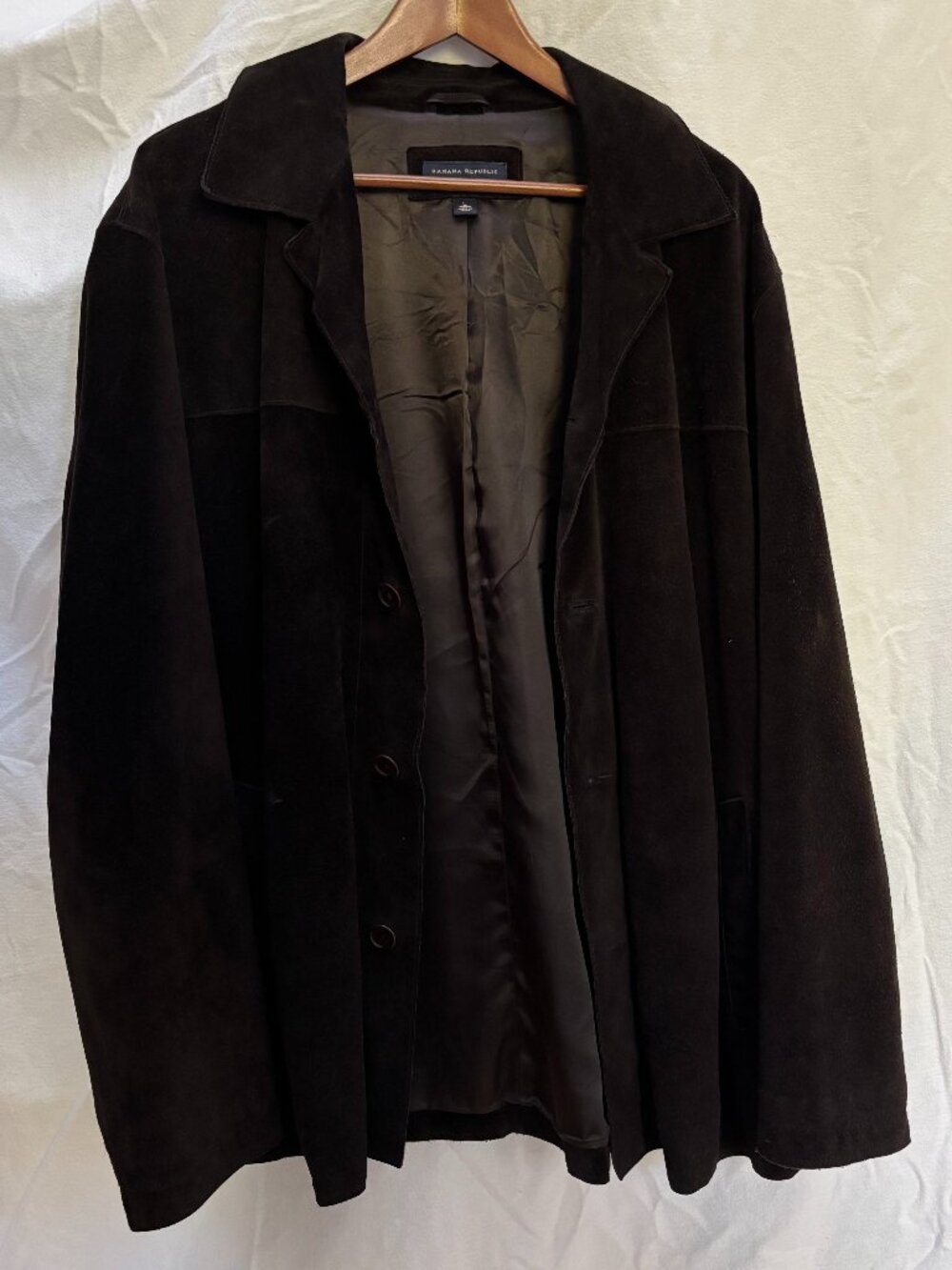Mens Brown Suede Leather Blazer Jacket Size L | Banana Republic